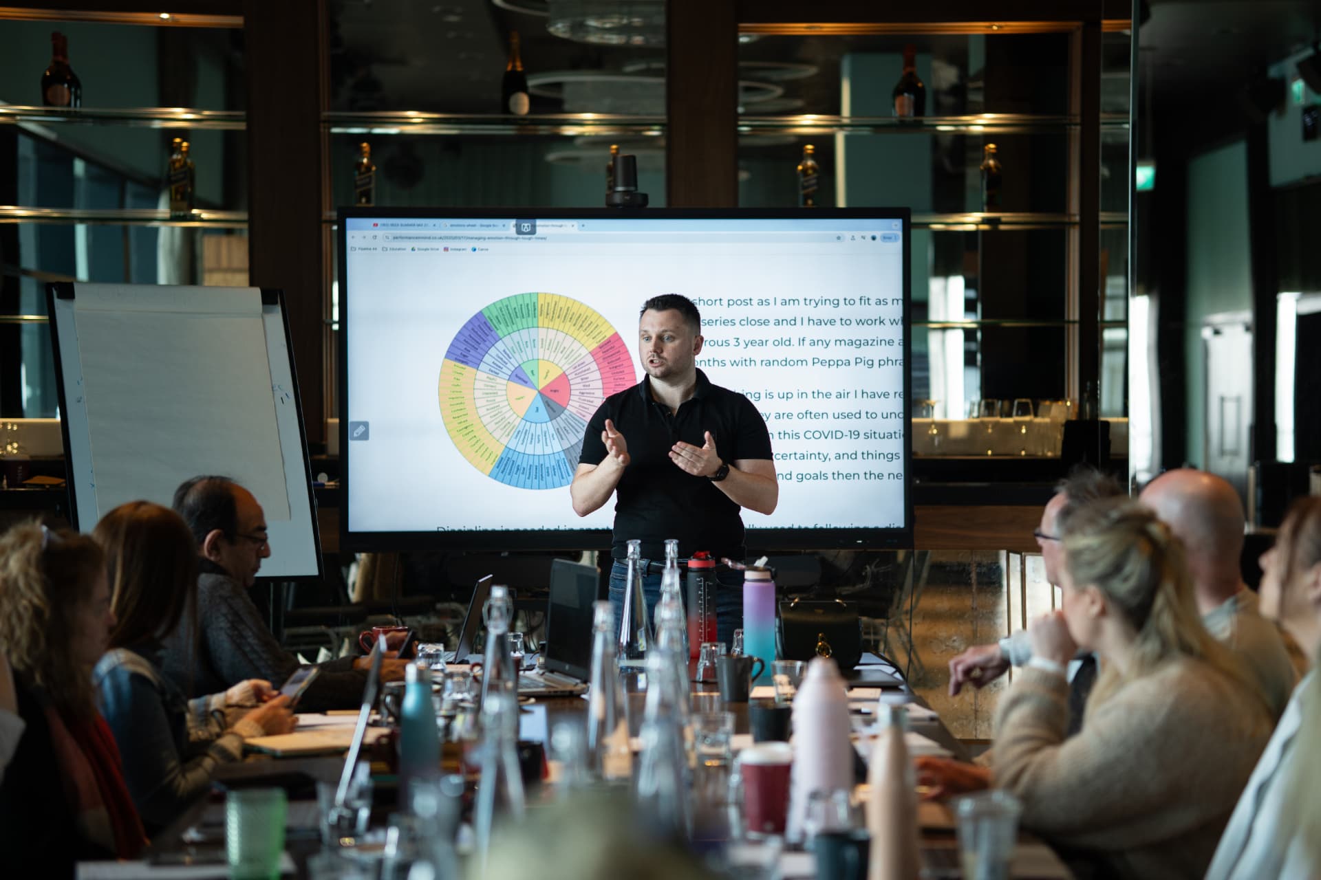 Chris Taylor presenting in front of the emotions wheel